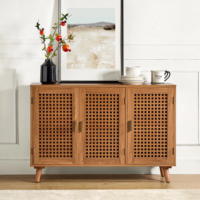 Wide Lattice Doors Sideboard with Solid Legs