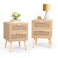 Spurlin Rattan Nightstand with 2 storage drawers