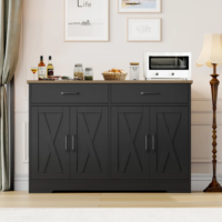 W Modern Wood Sideboard with 4 Doors And 2 Large Drawers