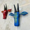 Wooden Nandi Cow Head Wall Art Set of 2 Wooden Nandi Cow Head Wall Art Set of 2