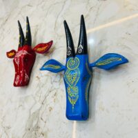 Wooden Nandi Cow Head Wall Art Set of 2