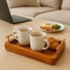 Wooden Serving Tray with Golden Handles