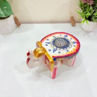 Handcrafted Emboss Painted Wooden Elephant Stool