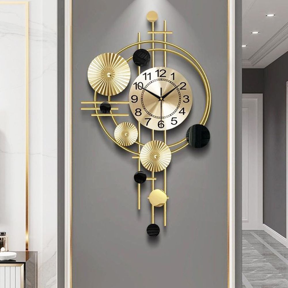 Large Vertical Metal Leaf Wall Clock