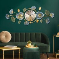 Metal Multicolo Leaf Wall Clock