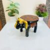 Hand Painted Wooden Multicolor Elephant Stool