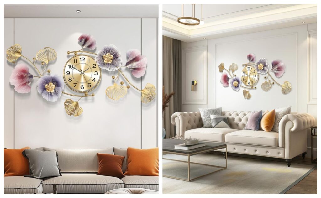  Iron Multicolor Leaf Wall Clock