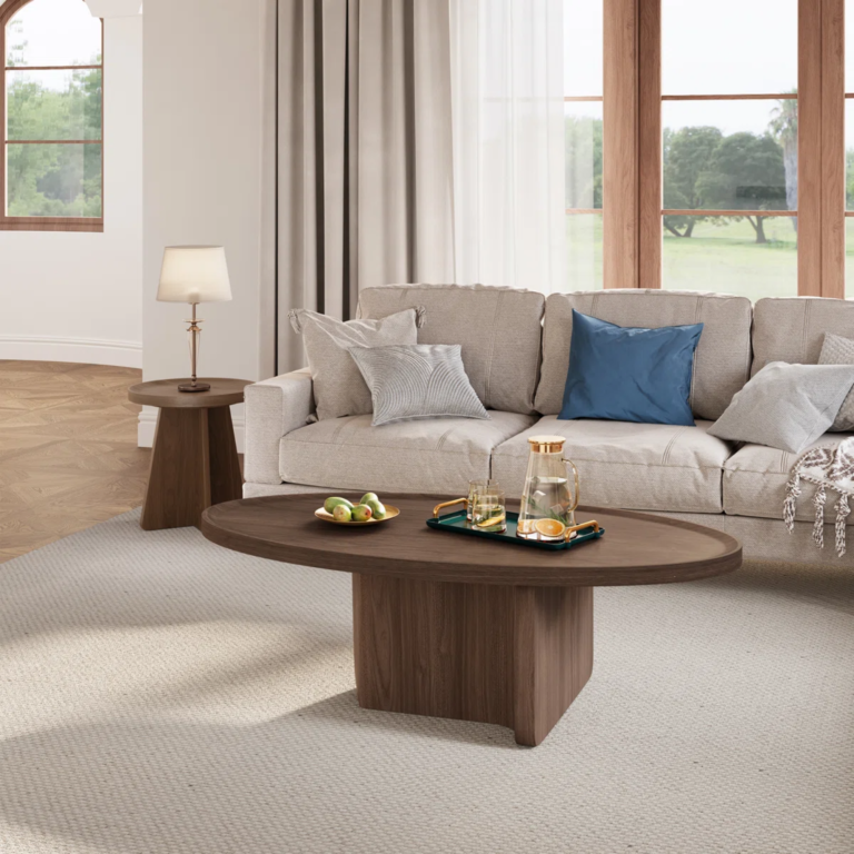 Brown Oval Coffee Table