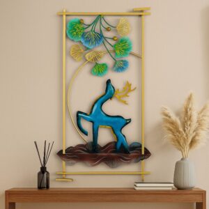 Metal Deer Wall Art Multicolor Wall Hanging Decor Frame for Home Decoration