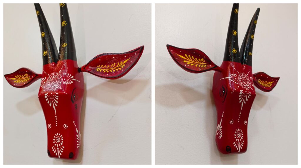 Handcrafted Big 16 Inch Red Cow Head Wall Hanging Showpiece