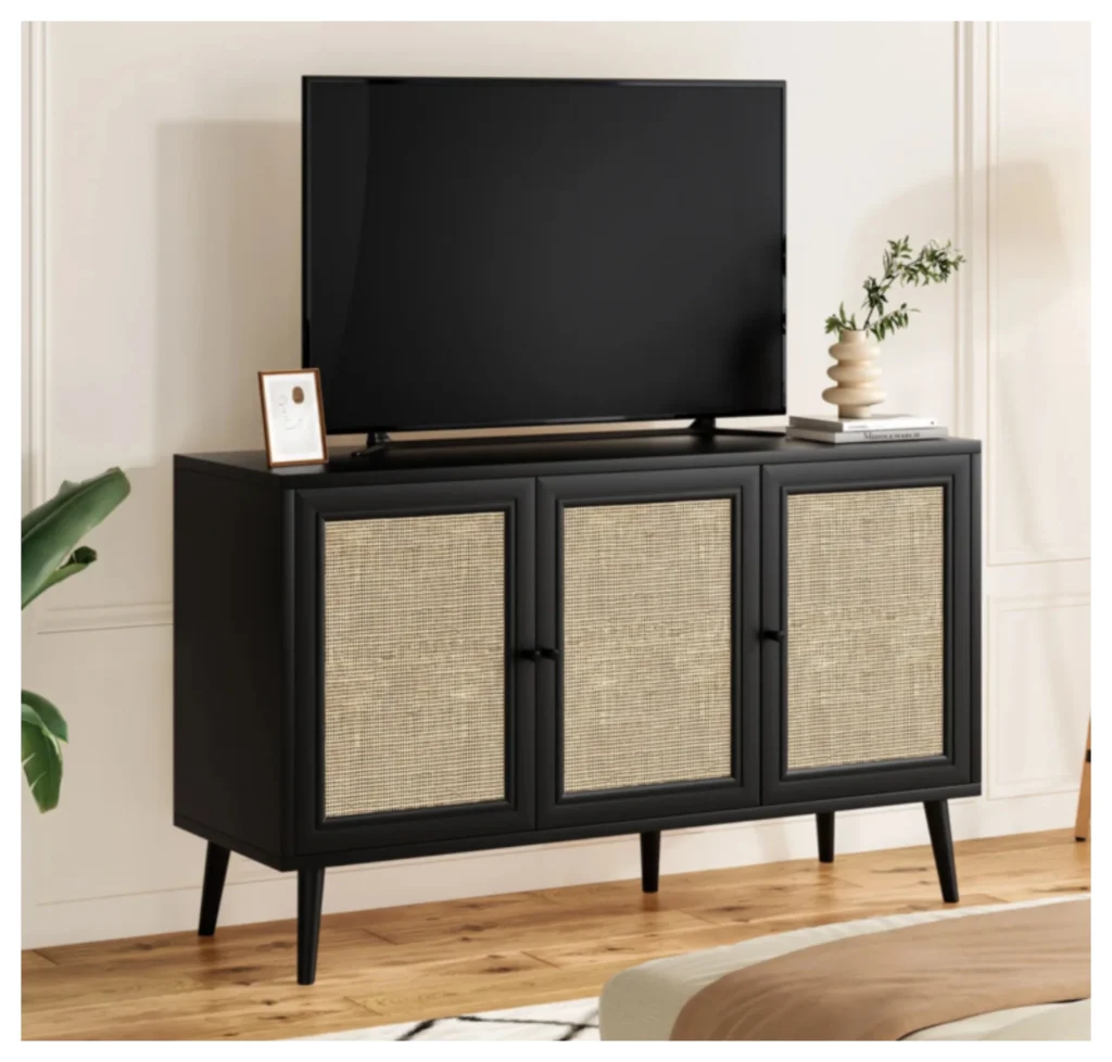 Door storage Sideboard with Rattan Doors