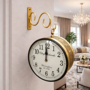 Framing Hub Iron Double Sided Antique Railway Wall Clock 6×6 Inch