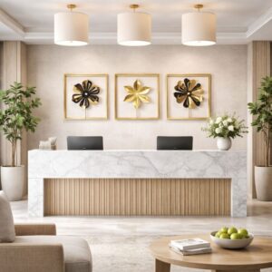 Metal Multicolor Wall Decor Metal Flower Leaf Frame Wall Art