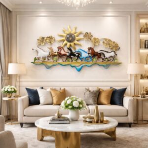 Metal Wall Décor 7 Running Horses for Home Office
