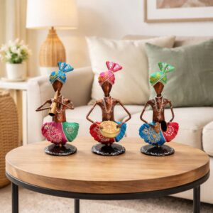 Rajasthani Metal Musician Sardar Showpiece Set For Table Decor